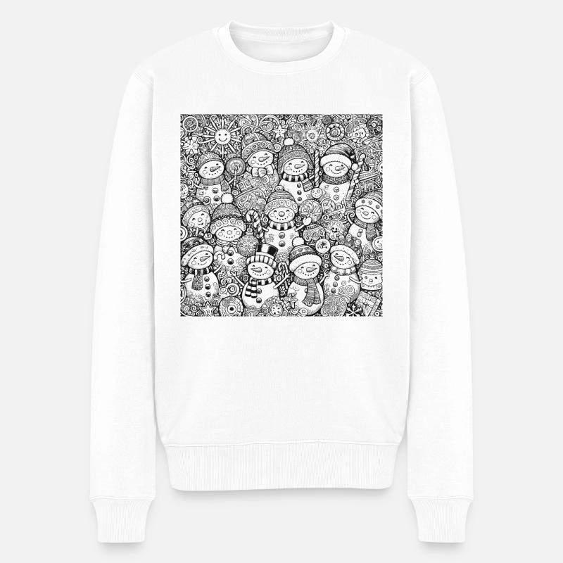 Schneemann - Männer Premium Bio Pullover - Weiß