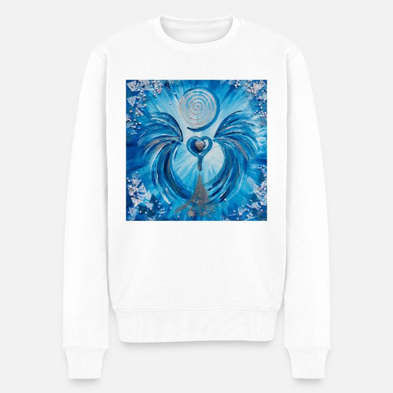 Herzengel Geistige Klarheit - Männer Premium Bio Pullover - Weiß