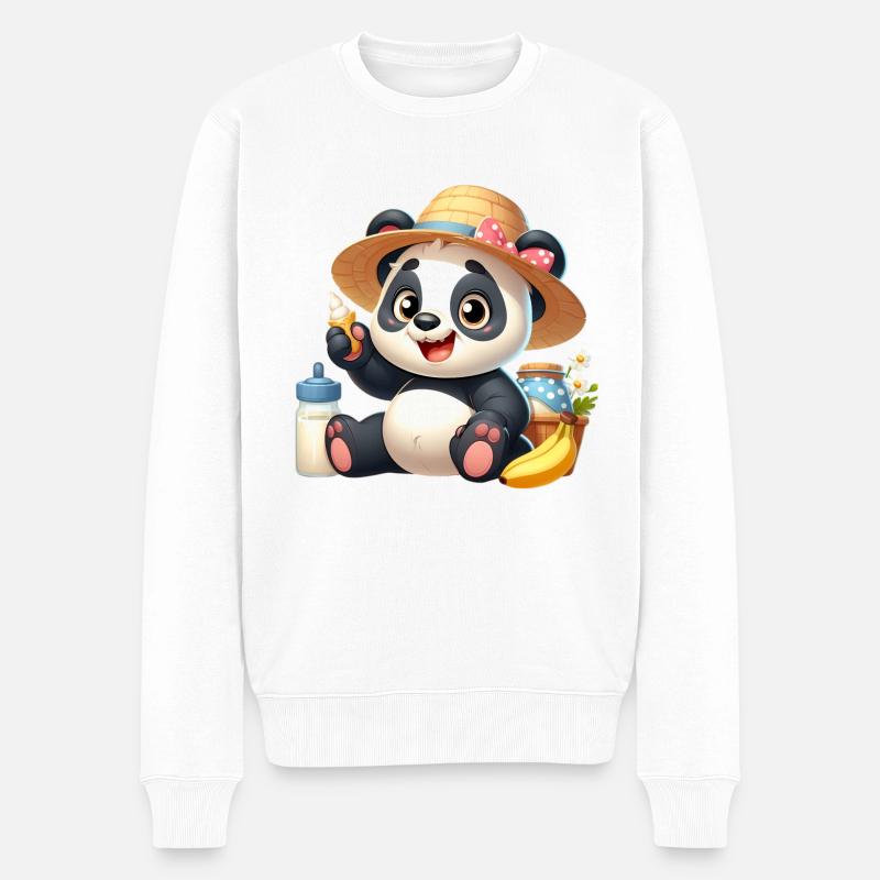 Panda 6 - Männer Premium Bio Pullover - Weiß