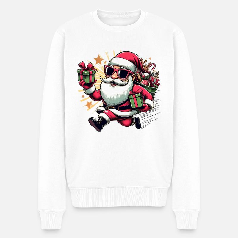 Santa Fun 10 - Männer Premium Bio Pullover - Weiß