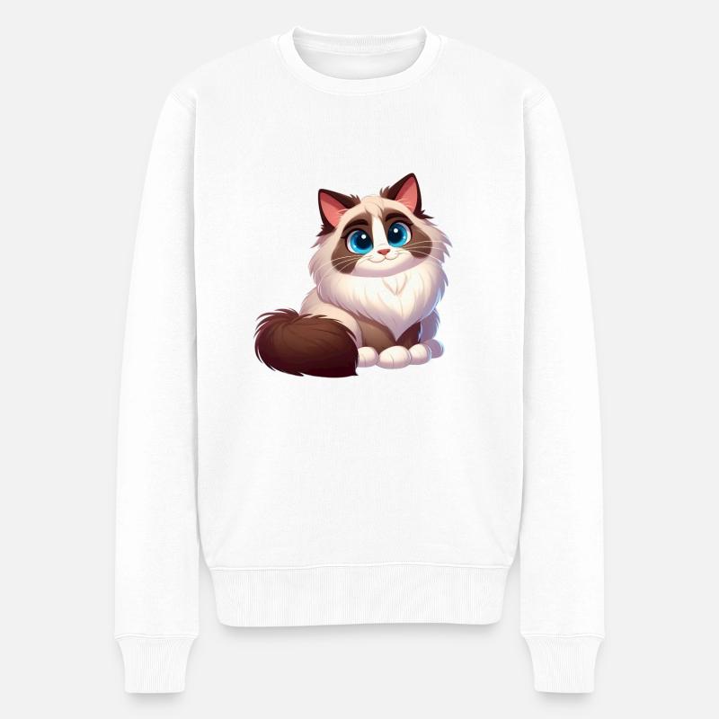 Ragdoll 14 - Männer Premium Bio Pullover - Weiß