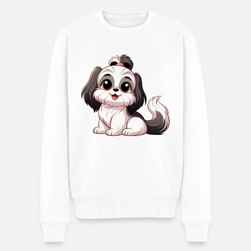 shih tzu - Pull Premium bio Homme - blanc