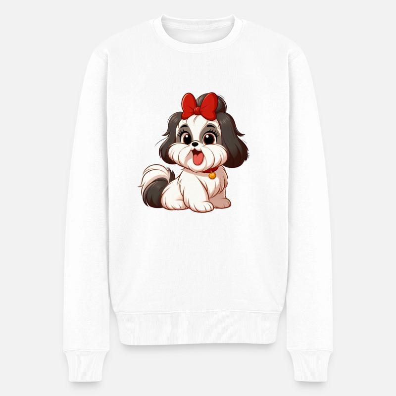 shih tzu 2 - Pull Premium bio Homme - blanc