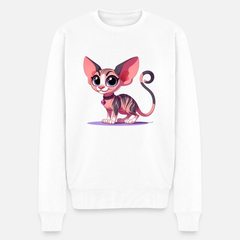 Sphynx - Männer Premium Bio Pullover - Weiß