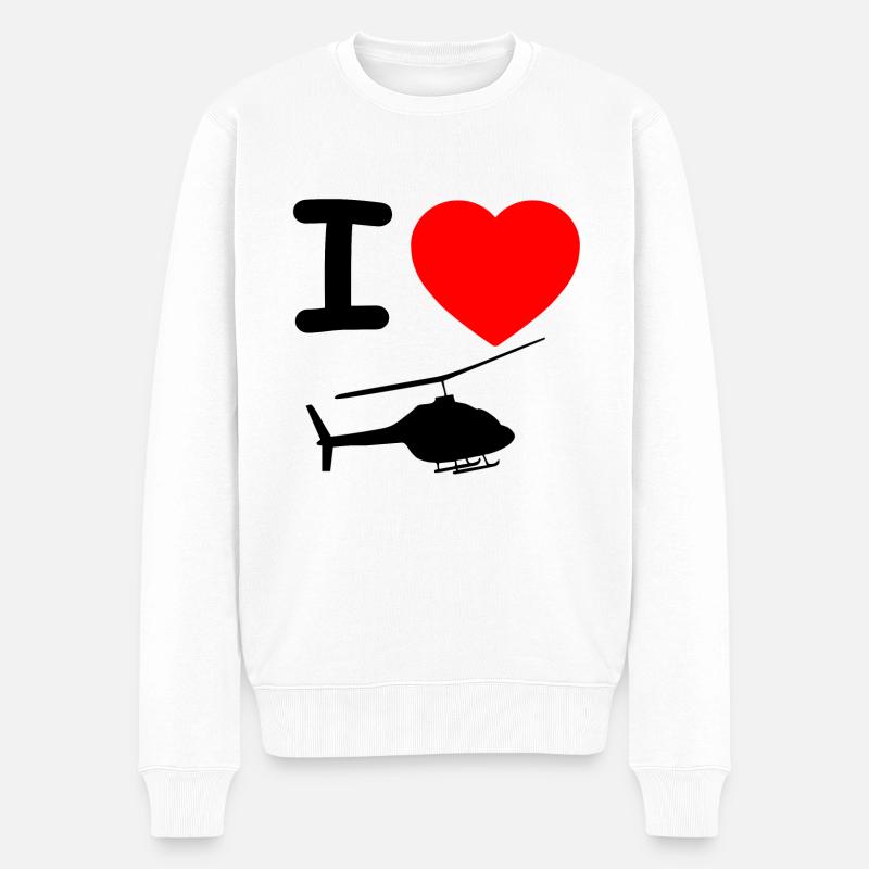 Hubschrauber - Männer Premium Bio Pullover - Weiß