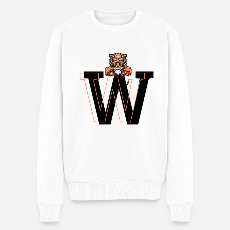 Lettre w tigre - idée cadeau - Pull Premium bio Homme - blanc
