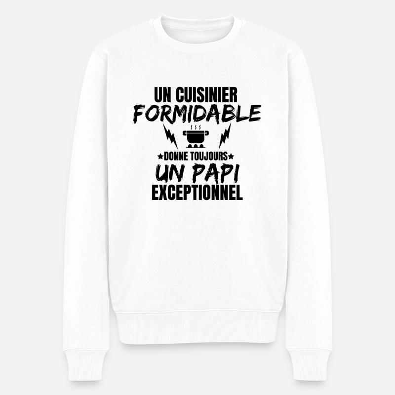 PAPI CUISINIER - Pull Premium bio Homme - blanc