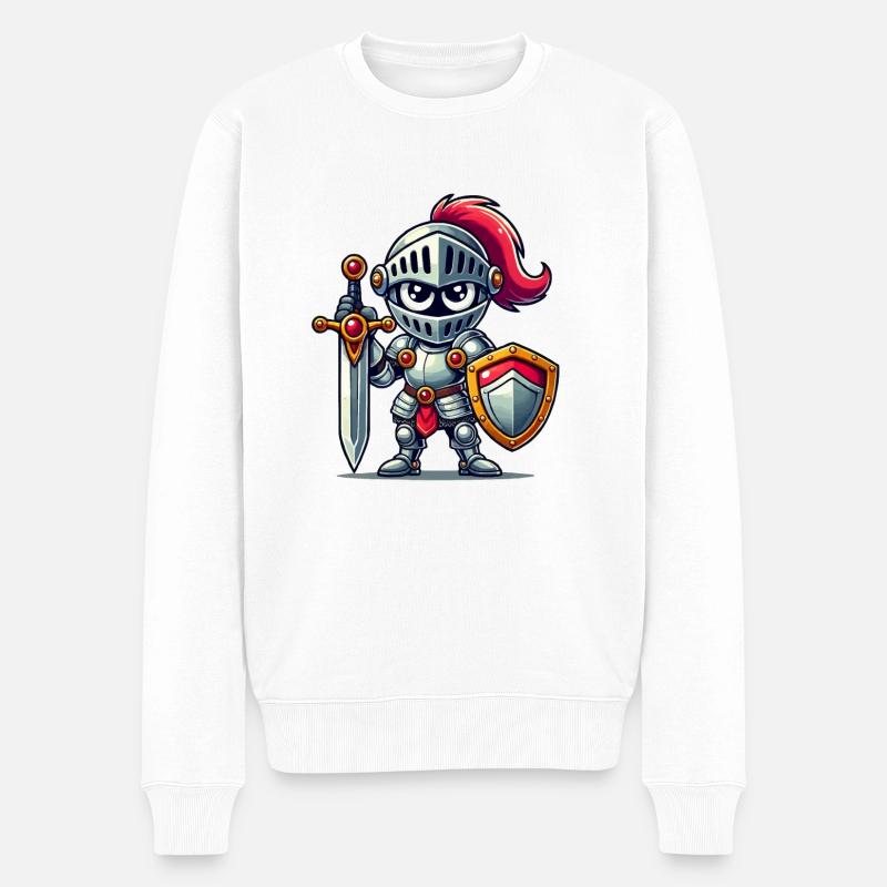 Ritter Comic - Männer Premium Bio Pullover - Weiß