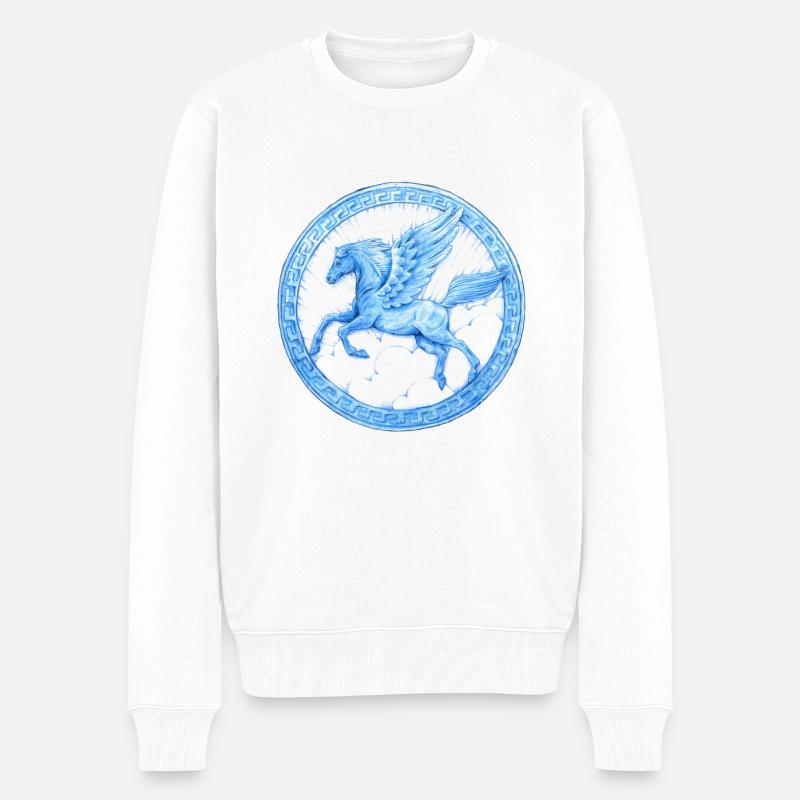 Pegasus - Männer Premium Bio Pullover - Weiß
