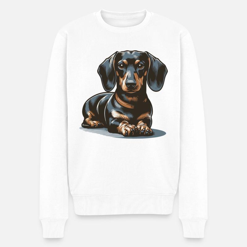 Dackel - Männer Premium Bio Pullover - Weiß