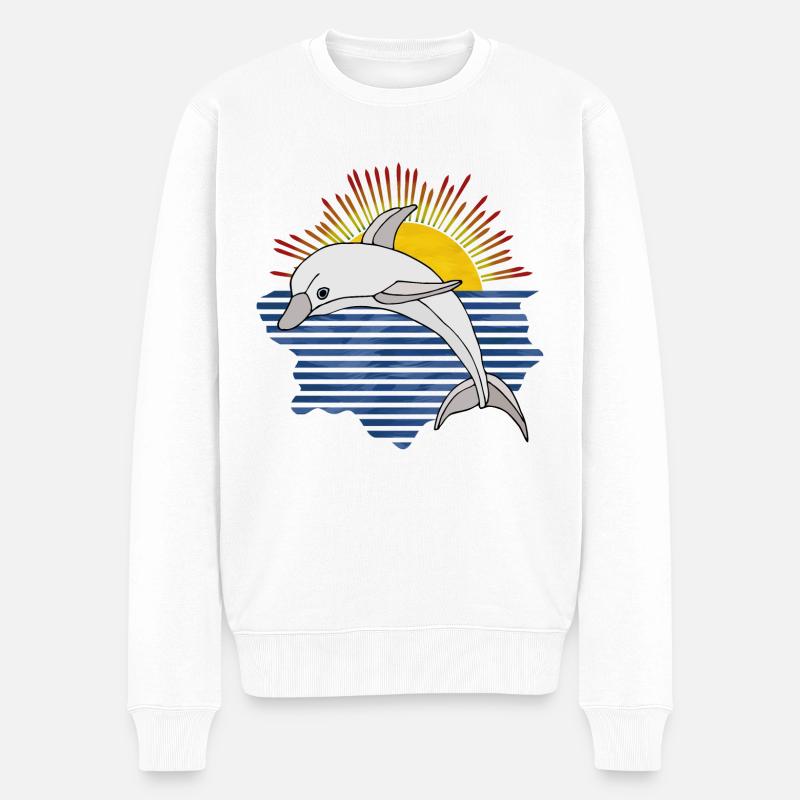 Delfin - Männer Premium Bio Pullover - Weiß