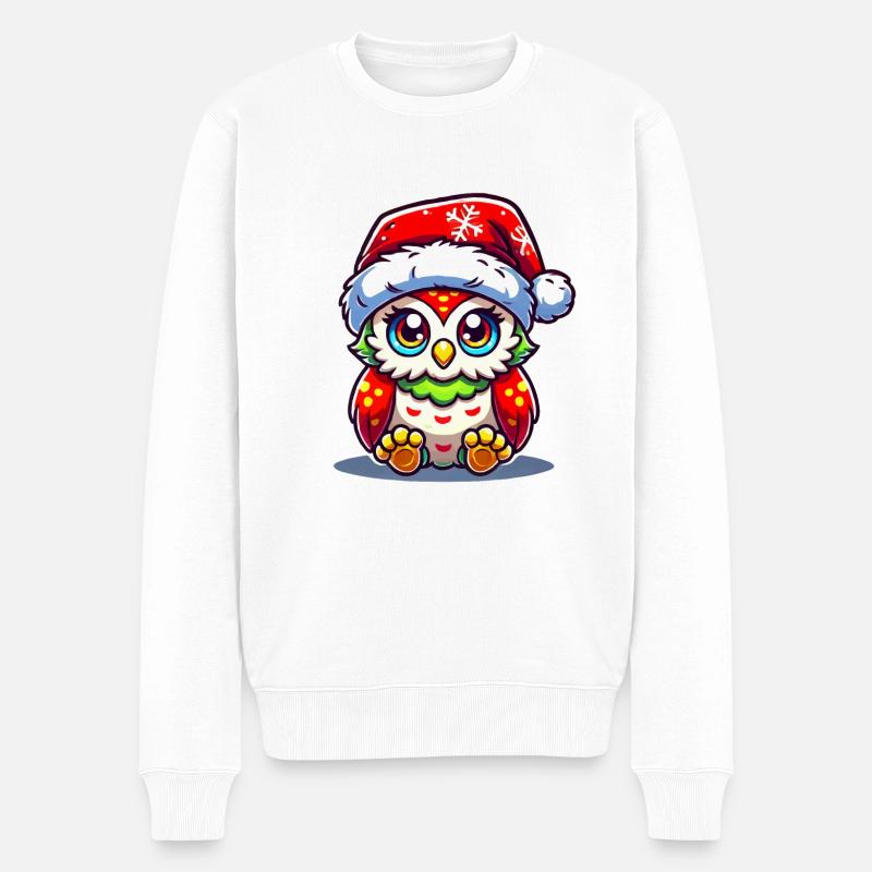 Eule Weihnachten - Männer Premium Bio Pullover - Weiß