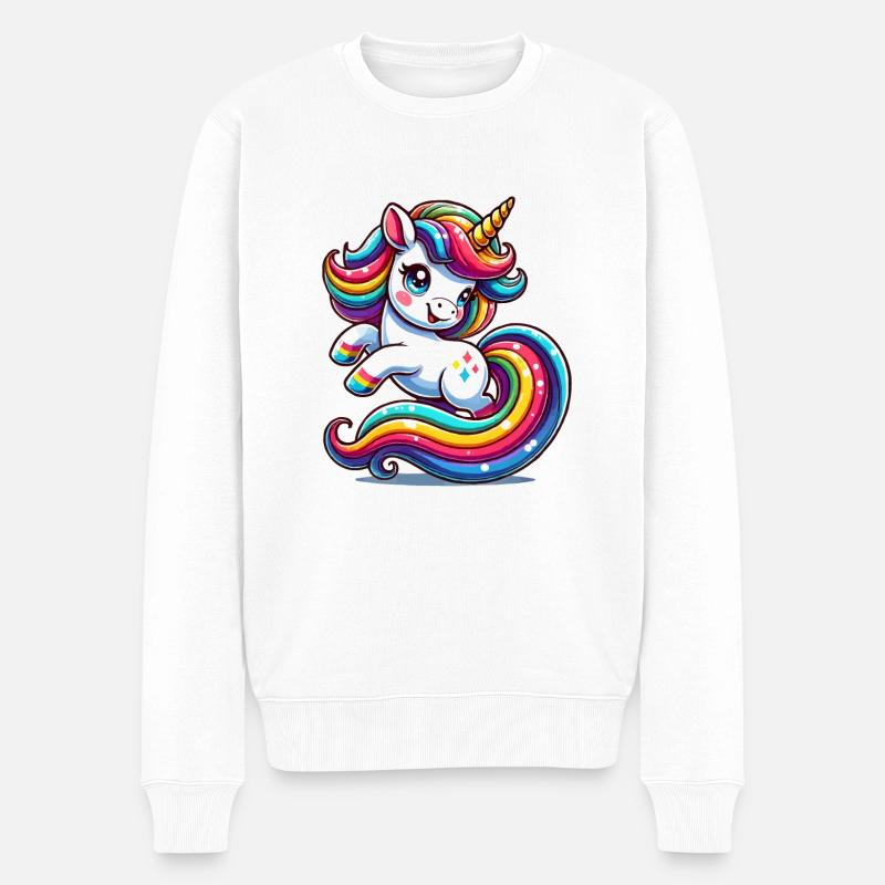 Unicorn - Männer Premium Bio Pullover - Weiß