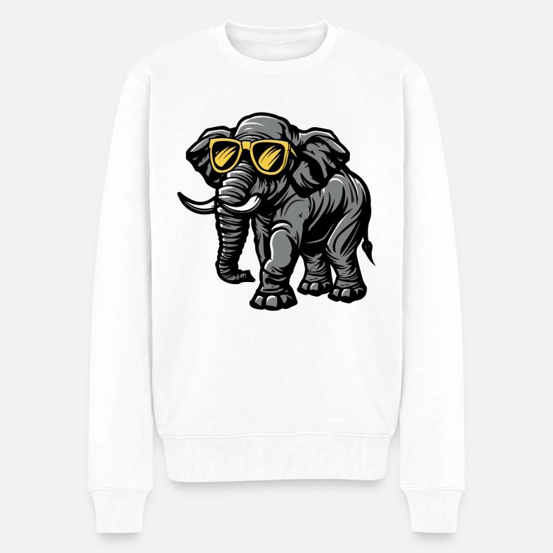 Éléphant Bande Dessinée Cool - Pull Premium bio Homme - blanc
