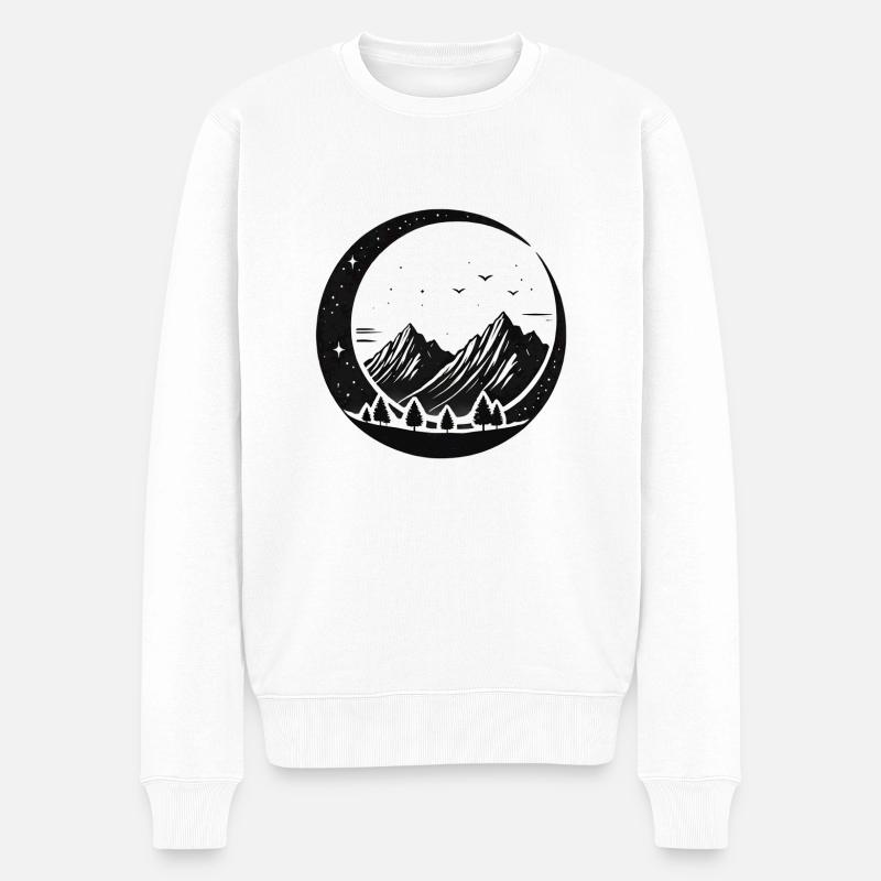 Berge bei Nacht - Männer Premium Bio Pullover - Weiß