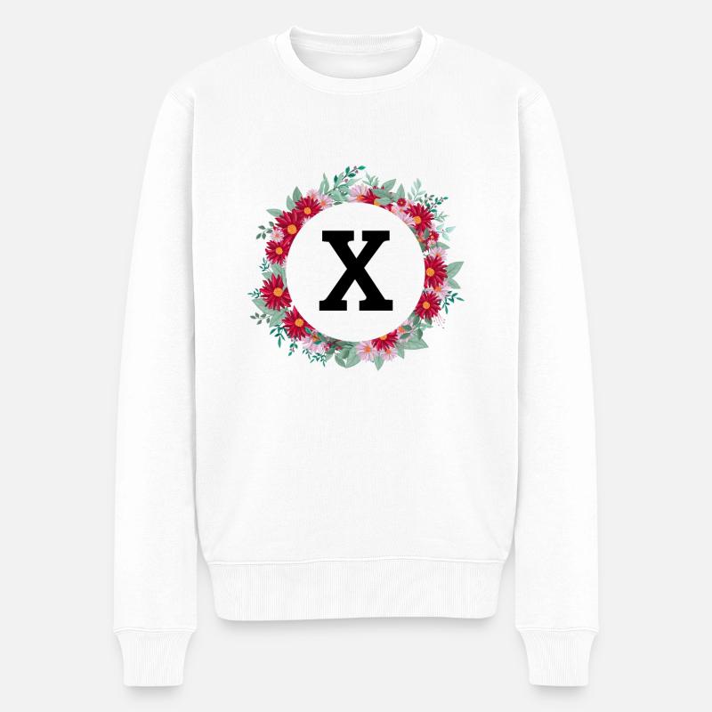Buchstabe x Blumenkrone - Männer Premium Bio Pullover - Weiß