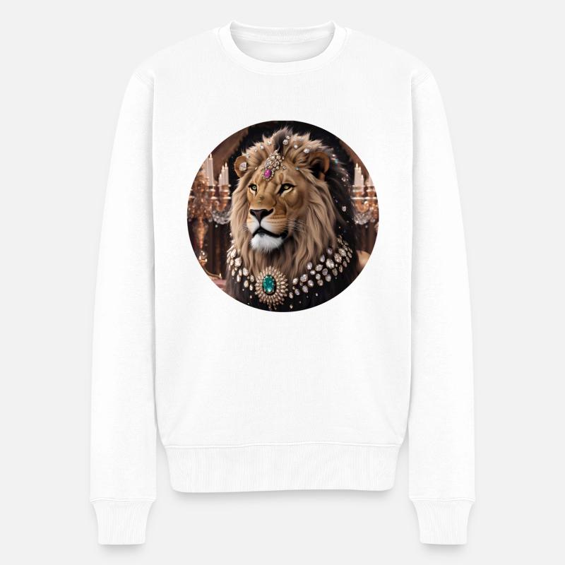 Le lion et ses bijoux - Pull Premium bio Homme - blanc