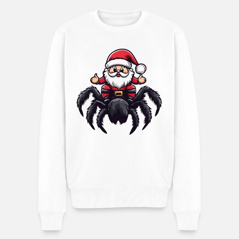 Tarantula Weihnachtsmann Cartoon - Männer Premium Bio Pullover - Weiß