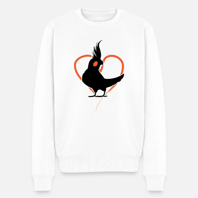 Nymphensittich-Herz - Männer Premium Bio Pullover - Weiß