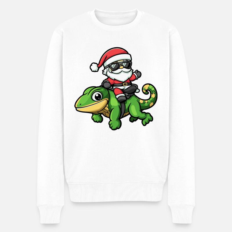 Caméléon Père Noël dessin animé - Pull Premium bio Homme - blanc