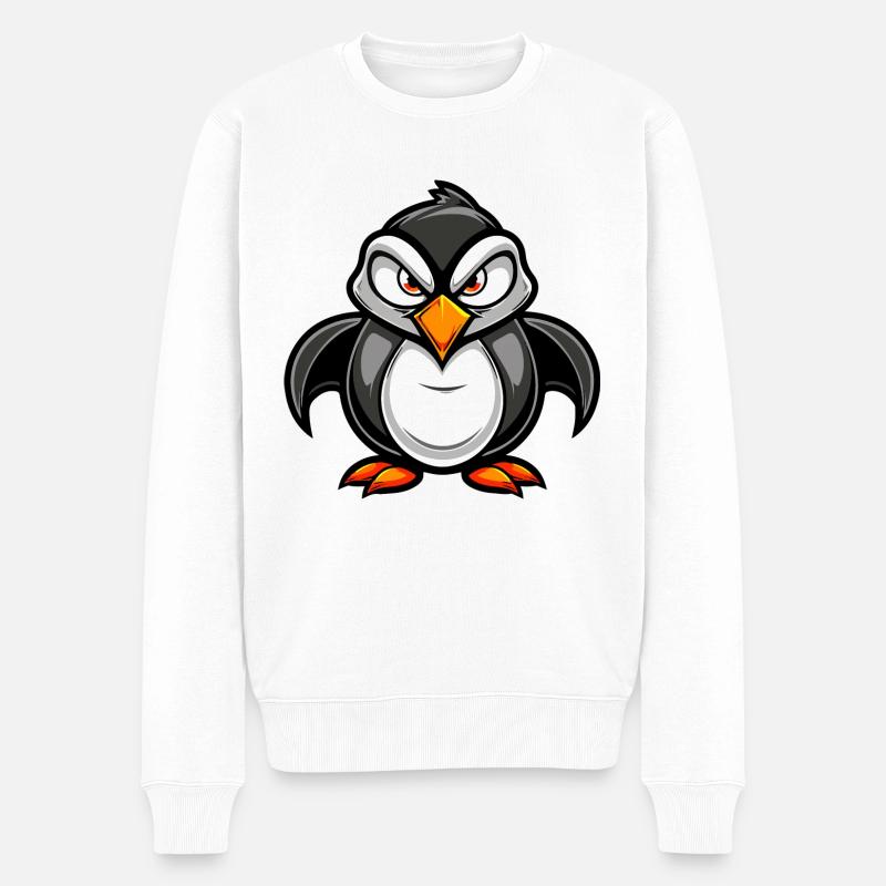 Pinguin Comic - Männer Premium Bio Pullover - Weiß