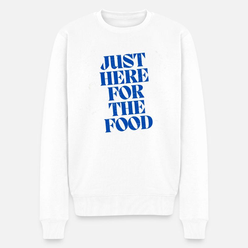 Foodlover gestickter Spruch - Männer Premium Bio Pullover - Weiß