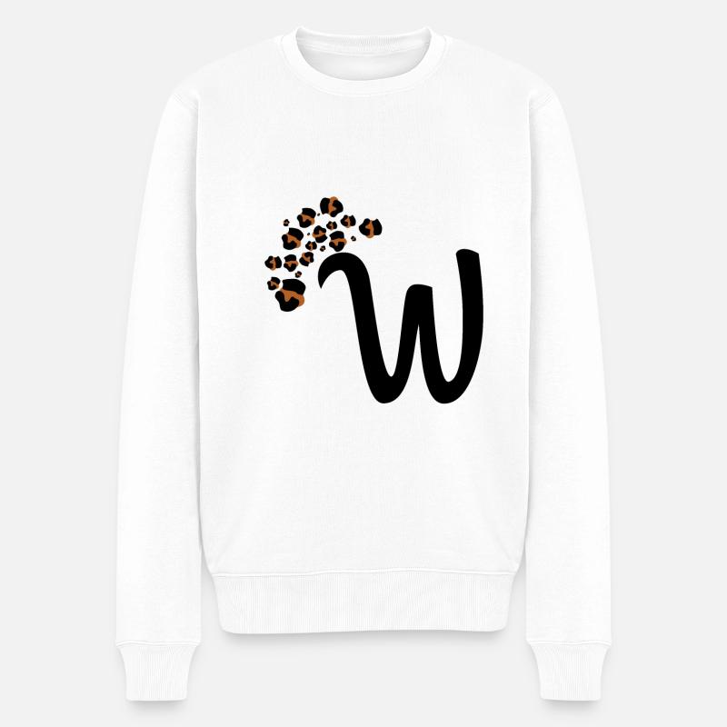 Buchstabe w Leopardenmuster - Männer Premium Bio Pullover - Weiß