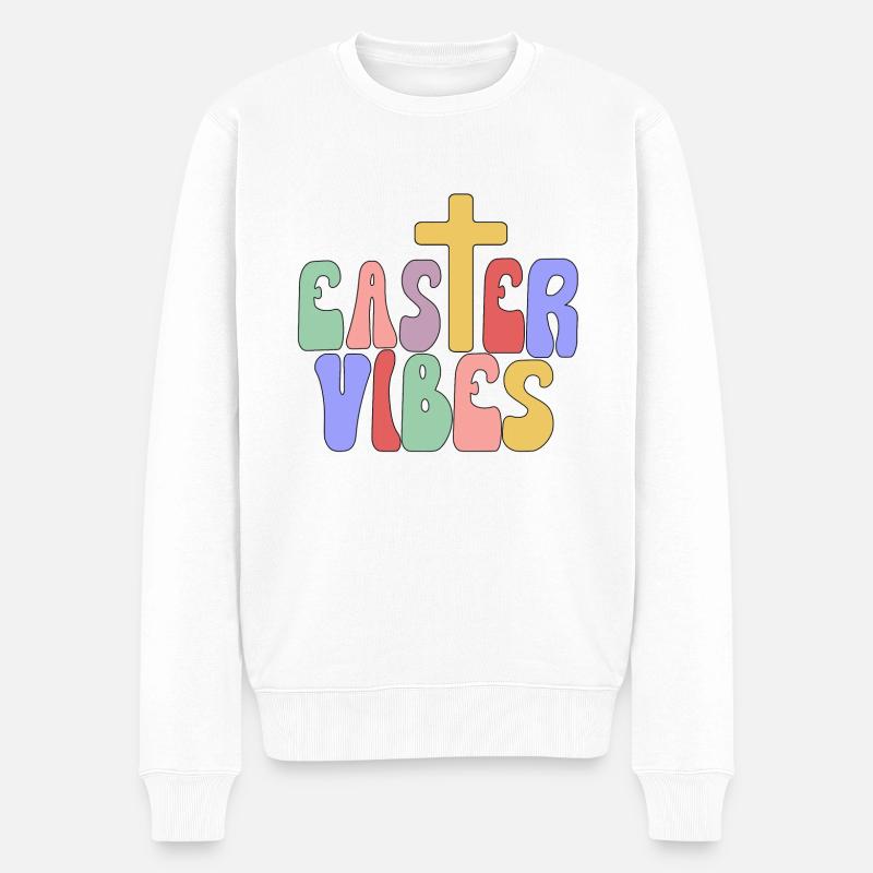 Croix des vibrations de Pâques - Pull Premium bio Homme - blanc