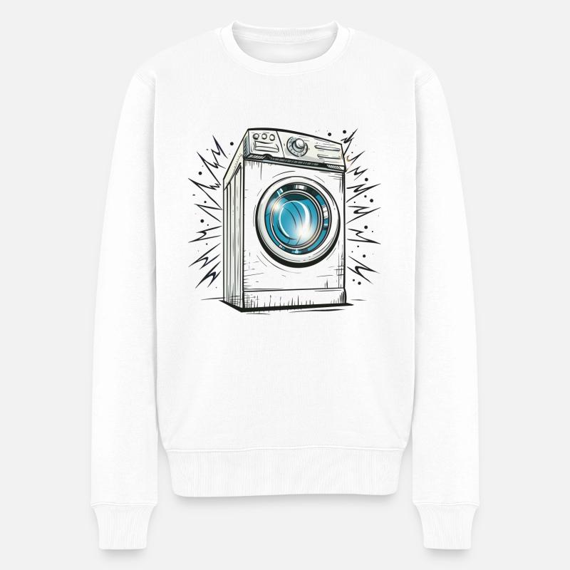 Waschmaschine - Männer Premium Bio Pullover - Weiß