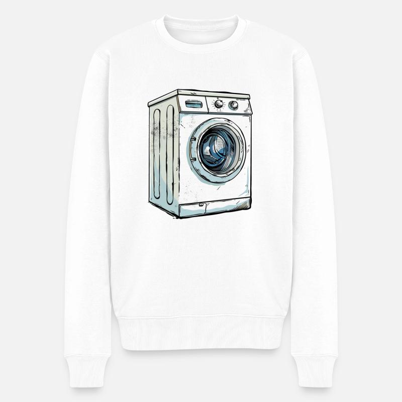 Waschmaschine - Männer Premium Bio Pullover - Weiß