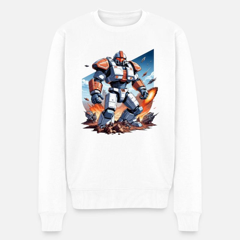 8-Bit Warrior - Männer Premium Bio Pullover - Weiß