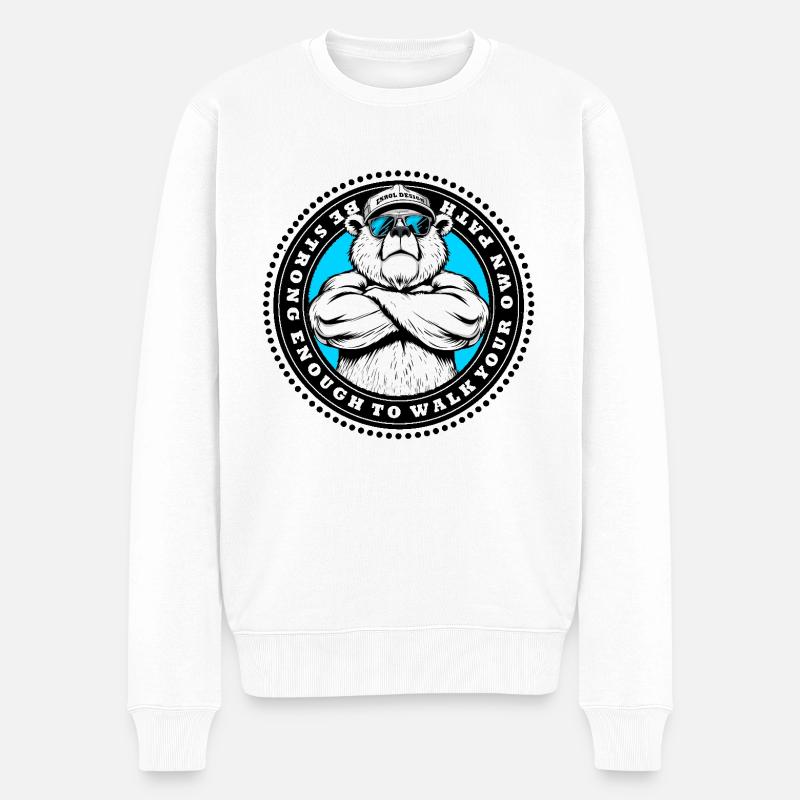 Soyez fort ours – EnrolDesign - Pull Premium bio Homme - blanc