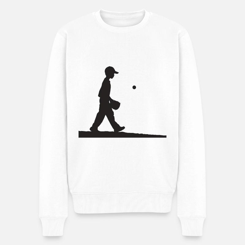 Baseballspieler schwarz weiß - Männer Premium Bio Pullover - Weiß