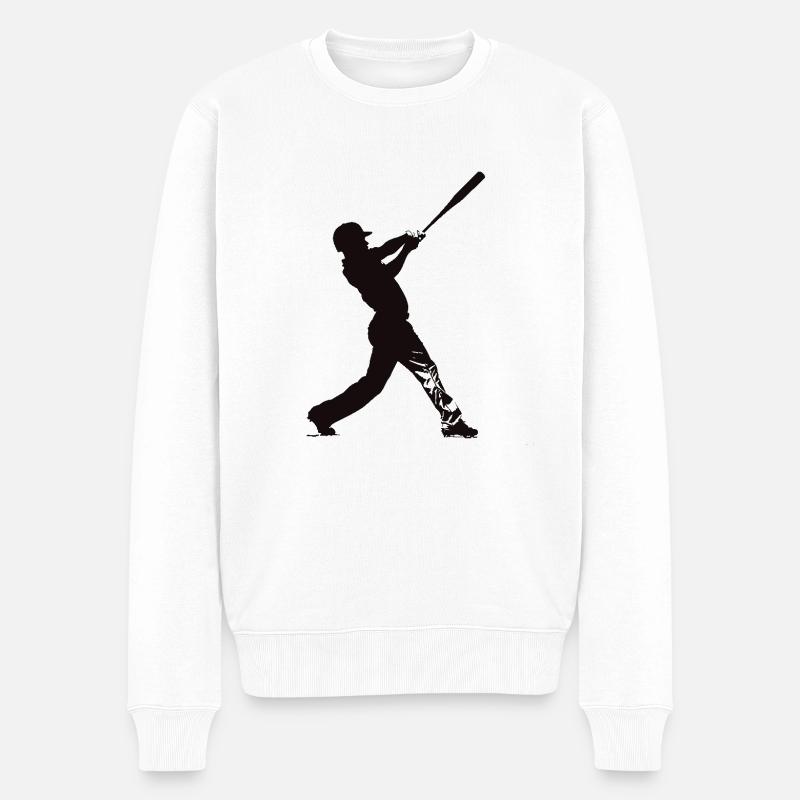 Baseballspieler schwarz weiß - Männer Premium Bio Pullover - Weiß