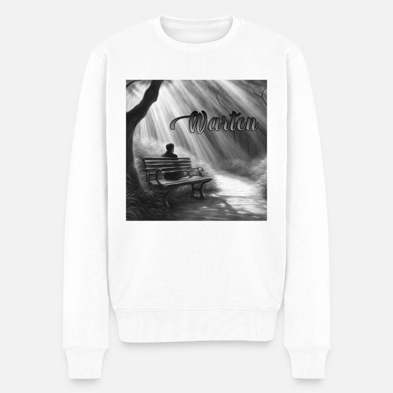 Warten - Männer Premium Bio Pullover - Weiß