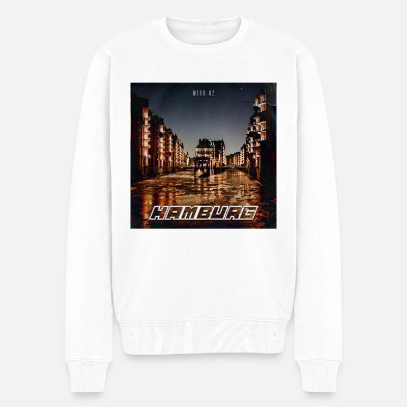 Hamburg - Männer Premium Bio Pullover - Weiß