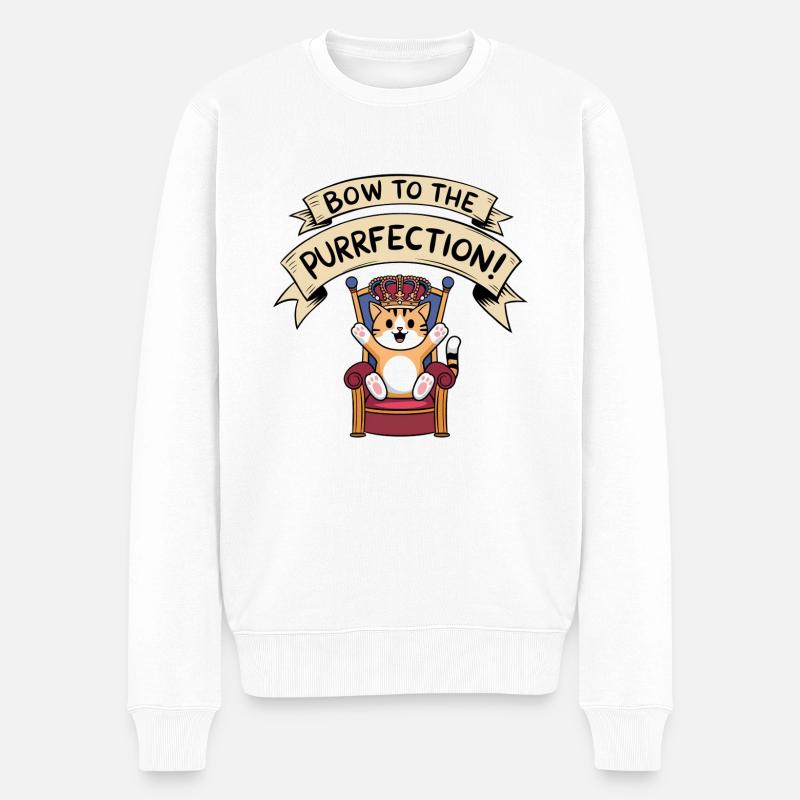 Tier - Purrfection - Männer Premium Bio Pullover - Weiß