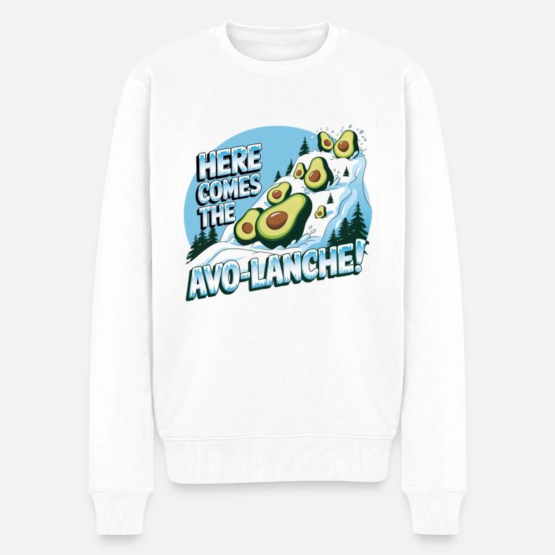 Hier kommt die Avo-Lanche - Männer Premium Bio Pullover - Weiß