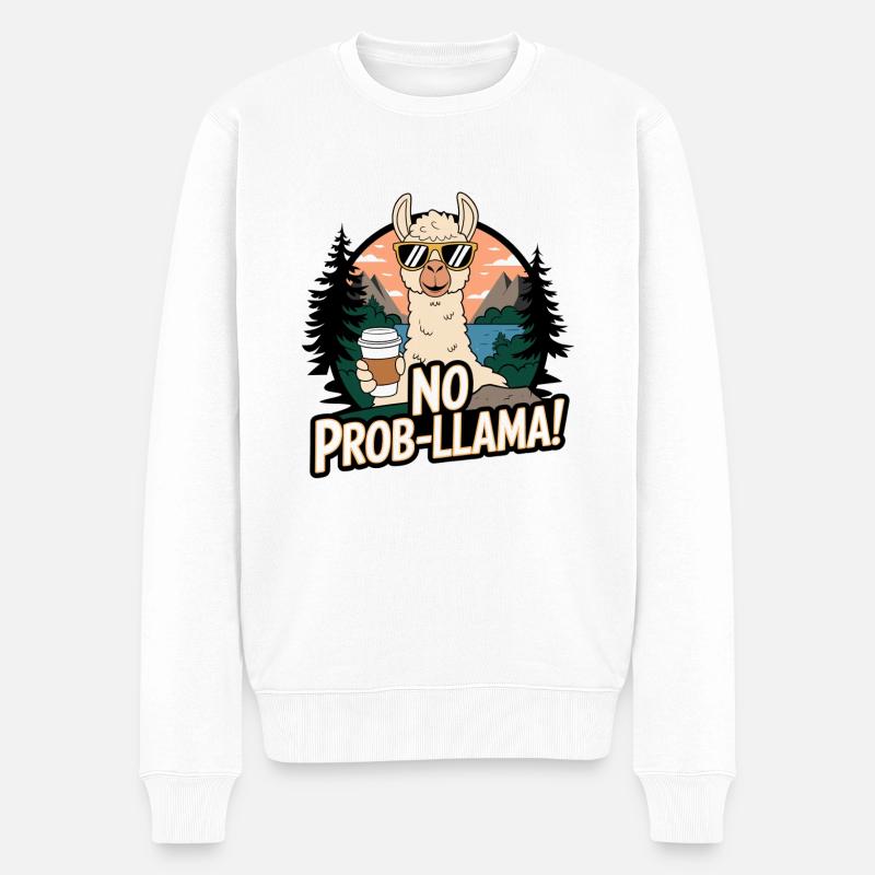 No Prob-llama - Pull Premium bio Homme - blanc