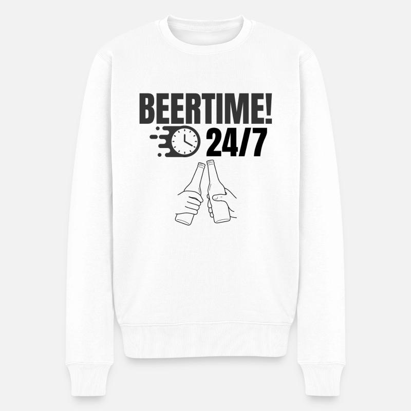 beertime 24/7 - Männer Premium Bio Pullover - Weiß