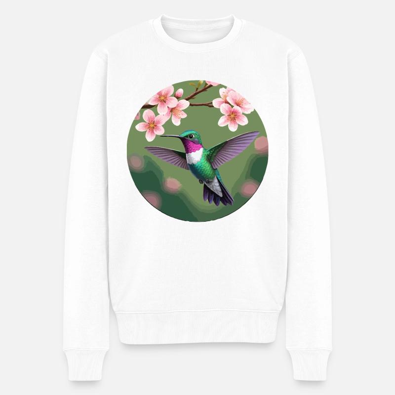 Colibri près d’une fleur - Pull Premium bio Homme - blanc