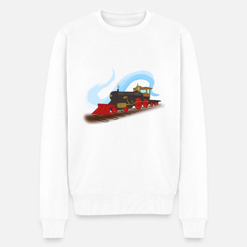 Dampflokomotive - Männer Premium Bio Pullover - Weiß