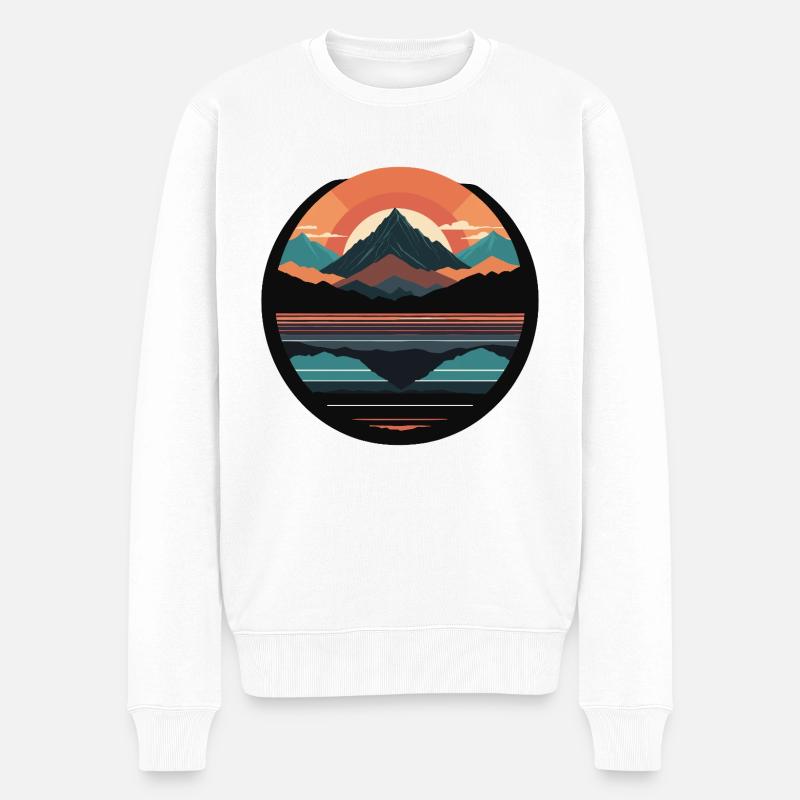 Berge, Natur, Sonnenuntergang - Männer Premium Bio Pullover - Weiß