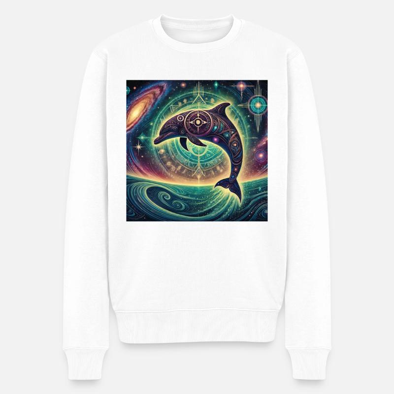 Krafttier Delphin - Männer Premium Bio Pullover - Weiß