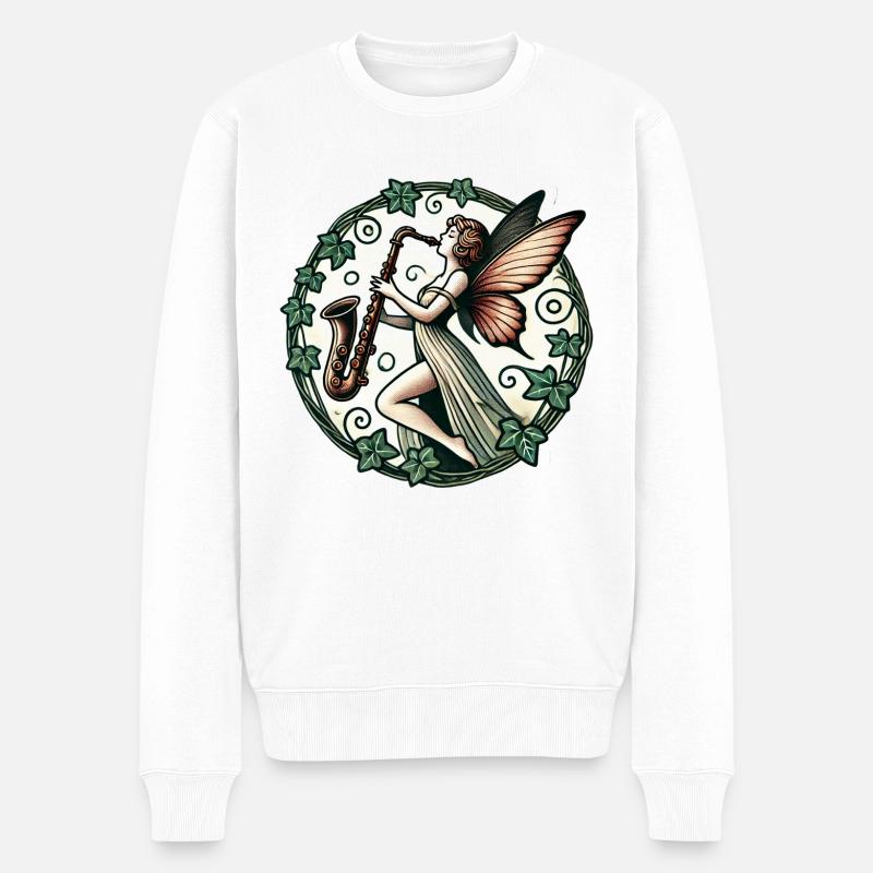Saxophon Fee - Männer Premium Bio Pullover - Weiß
