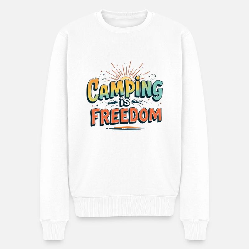 Le CAMPING, c’est la liberté - Pull Premium bio Homme - blanc