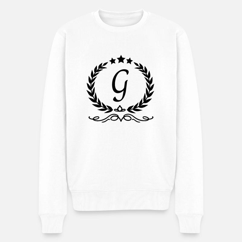Krone mit Buchstabe g - Männer Premium Bio Pullover - Weiß