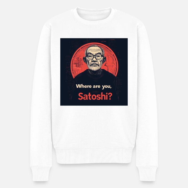 Bitcoin Satoshi Nagamoto - Pull Premium bio Homme - blanc