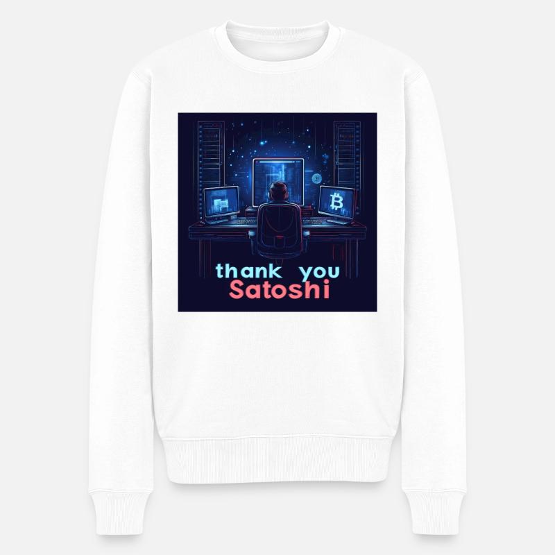 Bitcoin Satoshi - Pull Premium bio Homme - blanc