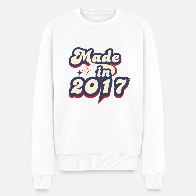 Made in 2017 retro - Pull Premium bio Homme - blanc